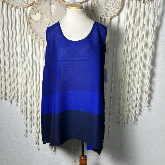 Issey Miyake | Cauliflower NWT Blue Black Tunic Tank O/S - Picture 1 of 10